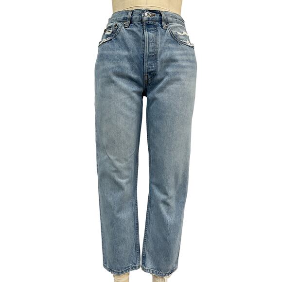 Re/Done '70S' Blue Cotton Rigid Stove Pipe Jeans Size 28 - Picture 2 of 5